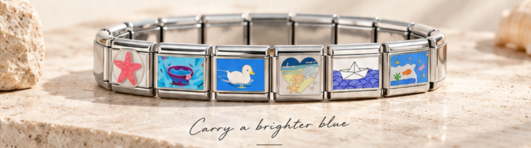 The complete Ocean Set arranged on The Classico silver bracelet