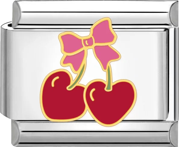 PEZZO Cherry Bow Charm product photo on warm cream background