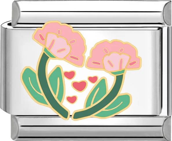 Carnation Hearts Charm — angled-studio